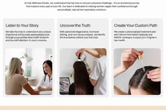 do design redesign medspa website, booking website, hair extension, spa websites