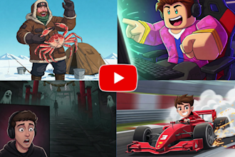 draw custom cartoon youtube thumbnail in any style