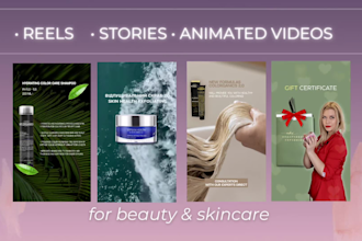 create instagram reels story animated video for beauty skincare pmu salon hair