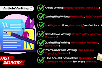do SEO article writing, content writing, and blog writing