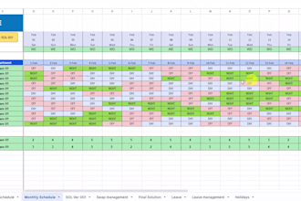 create premium automatic rota shift calendar or schedule excel or google sheet