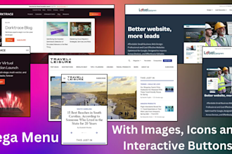 design or fix the header, footer, menu and mega menu for wordpress websites