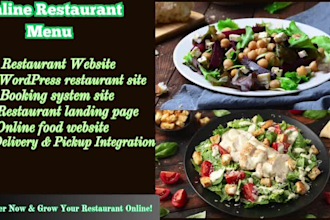 create food delivery  restaurant website with wordpress wix webflow squarespace