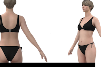 deliver lingerie sewing pattern and 3d mockup