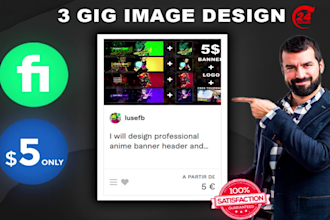 design 3 custom fiverr gig covers images in 3 hours