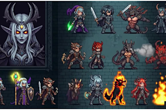 draw 2d sprite sheet pixel game art assets pixel art animation tileset