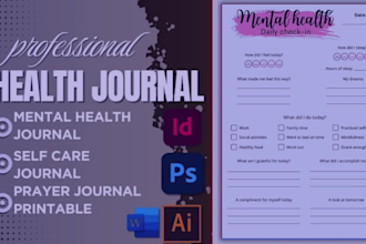 design mental health journal, self care journal, prayer journal printable