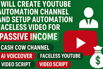 create, setup youtube channel, cash cow videos for complete monetization