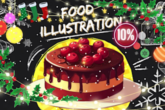 draw cartoon food or drink illustration ,digital art for menu and restaurant