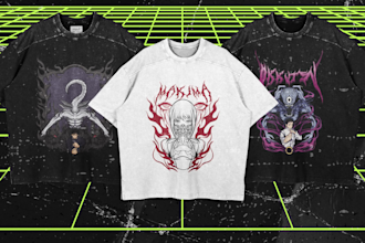 design anime t shirt streetwear for print ready anime tee