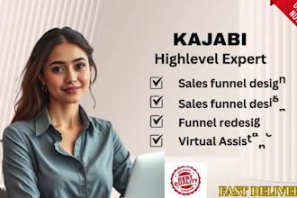 build kajabi kartra ghl systemeio course website, funnel, membership site, VA