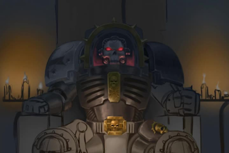do hand drawn warhammer 40k character illustration no ai