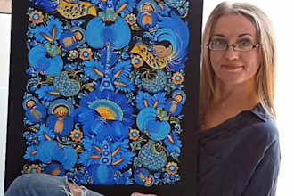 create a unique petrykivka painting in traditional ukrainian folk style