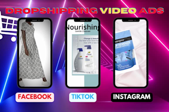 create dropshipping video ads, tiktok ads, dropshipping facebook ads, ai ads