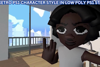 create psx, n64, ps1 style 3d character model for 3d animation in ps1 low poly