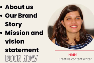 do brand story, about me, our mission statement and vision