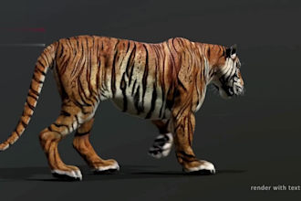 do realistic 3d animal animation, vfx composite, cgi animal model, 3d rigging