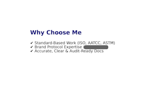 create lab test reports, QA checklists, sops, and data entry tasks