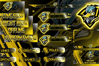 design a unique and professional animated stream overlay pack with a custom logo