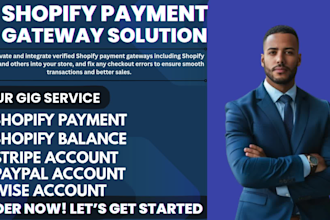 create and activate verified shopify payment,  shopify balance, into your store