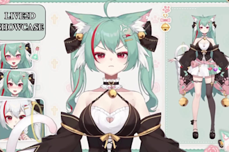 draw male and female 2d vtuber model, live2d character, 2d vtuber design