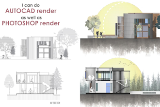 render your floor plan, master plan, section, elevation in photoshop