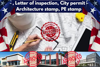stamp letter of inspection on architectural plan, mep for pe stamp, city permit