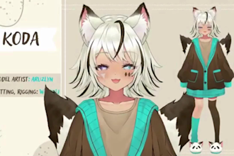 do live2d vtuber model design and rigging, live2d drawing and rigged expression