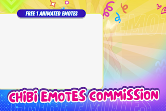 create chibi twitch emotes, animated emotes, sub badges, stream, vtuber, discord
