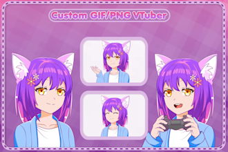 draw custom png tuber or giftuber for vtuber streamer