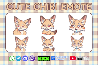 draw custom cute chibi emotes for twitch, discord, vtuber