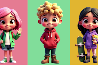 create 3d models of cute characters for you
