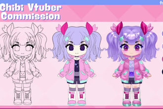 draw anime model, anime vtuber, 3d vtuber model, live2d rig, vtube for streaming