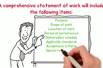 write a statement of work or  project scope  work for you