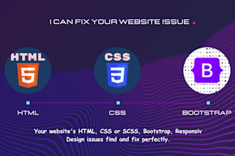 fix HTML, CSS, bootstrap, responsive errors and issues