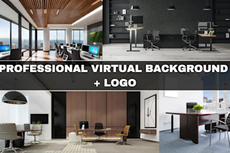 do virtual background for office, real estate, fitness, youtube interview