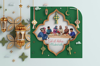create a fantastic eid al adha mubarak greeting card