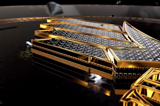 animate black and gold luxury 3d logo intro