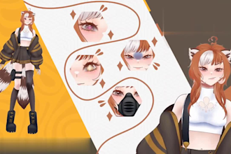 draw nsfw vtuber model, live 2d vtuber model, live 2d vtuber rigging, png tuber
