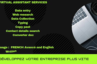 be your virtual assistant for data entry, web research, excel entry
