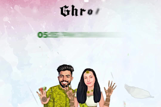do animated wedding invitation video with caricature of you and your partner