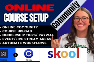 setup skool, circle so 3 0, kajabi, mighty networks, or podia community
