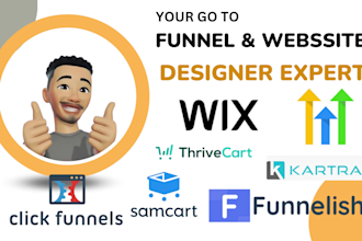 design funnel on samcart, thrivecart, funnelish, systeme io, kartra, wix website