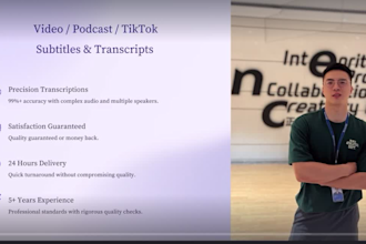 expertly transcribe and subtitle your podcasts and videos