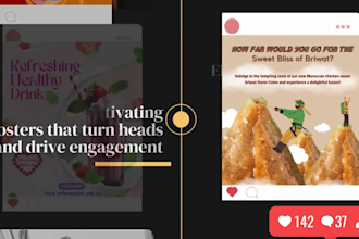 design social media , instagram post and food poster in 24hr