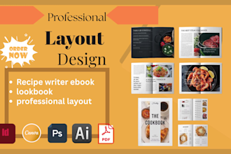 write, format, design lookbook, recipe writer ebook, professional layout