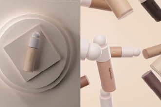 create 3d cosmetic bottle animation, makeup product video skincare design