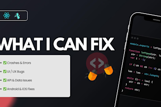 fix bugs, errors, or crashes in your react native mobile app