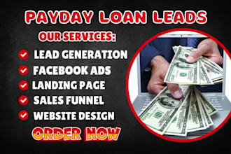 generate payday loan leads business, student loan, gambler loan via facebook ads