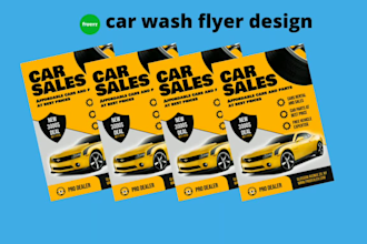 design car wash poster, flyer, banner and social media post for your business